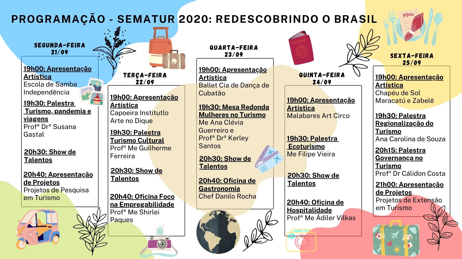 programação sematur 2020 redescobrindo o brasil