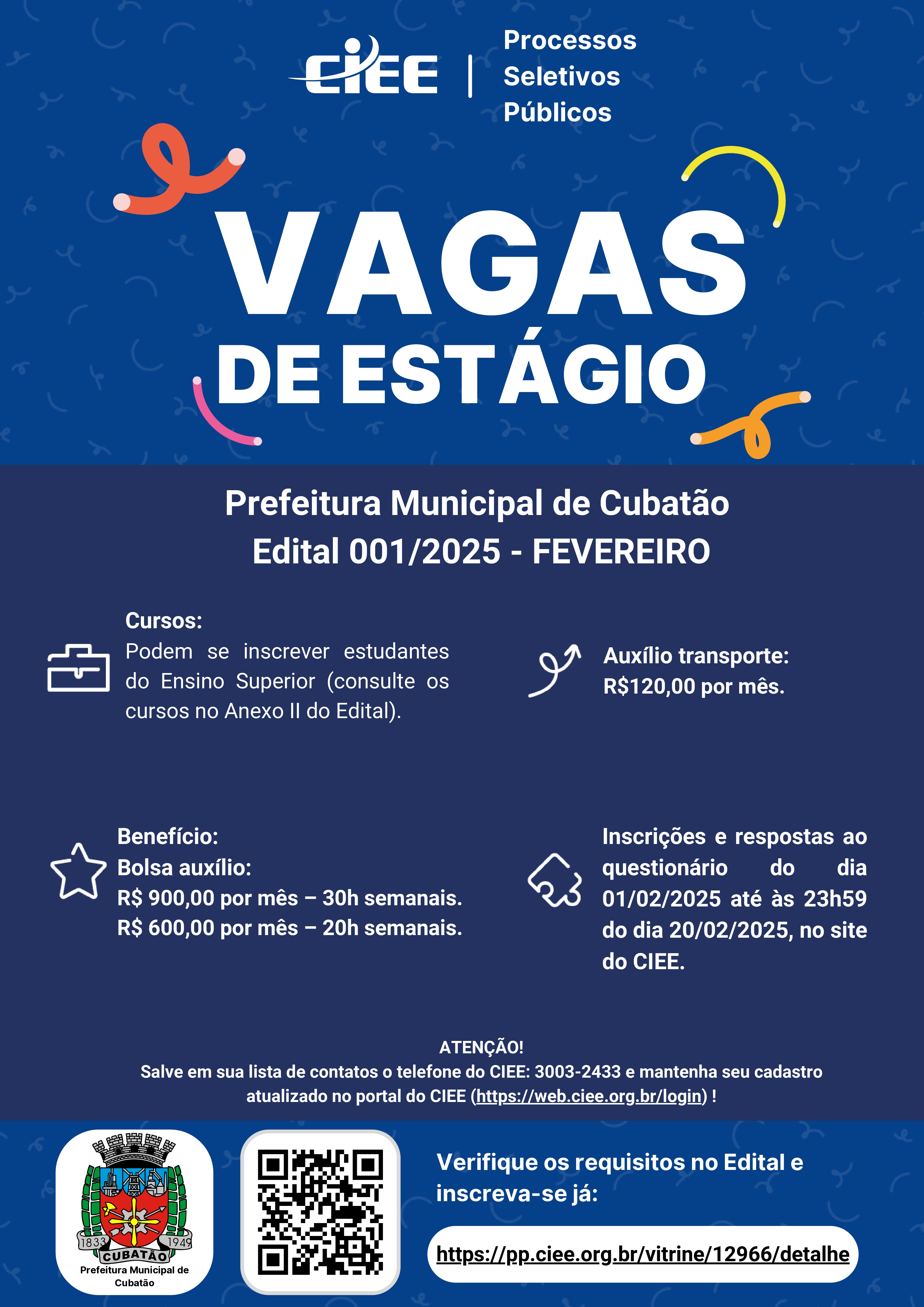 CARTAZ Prefeitura Municipal de Cubatão Edital 001.2025 FEVEREIRO page 0001