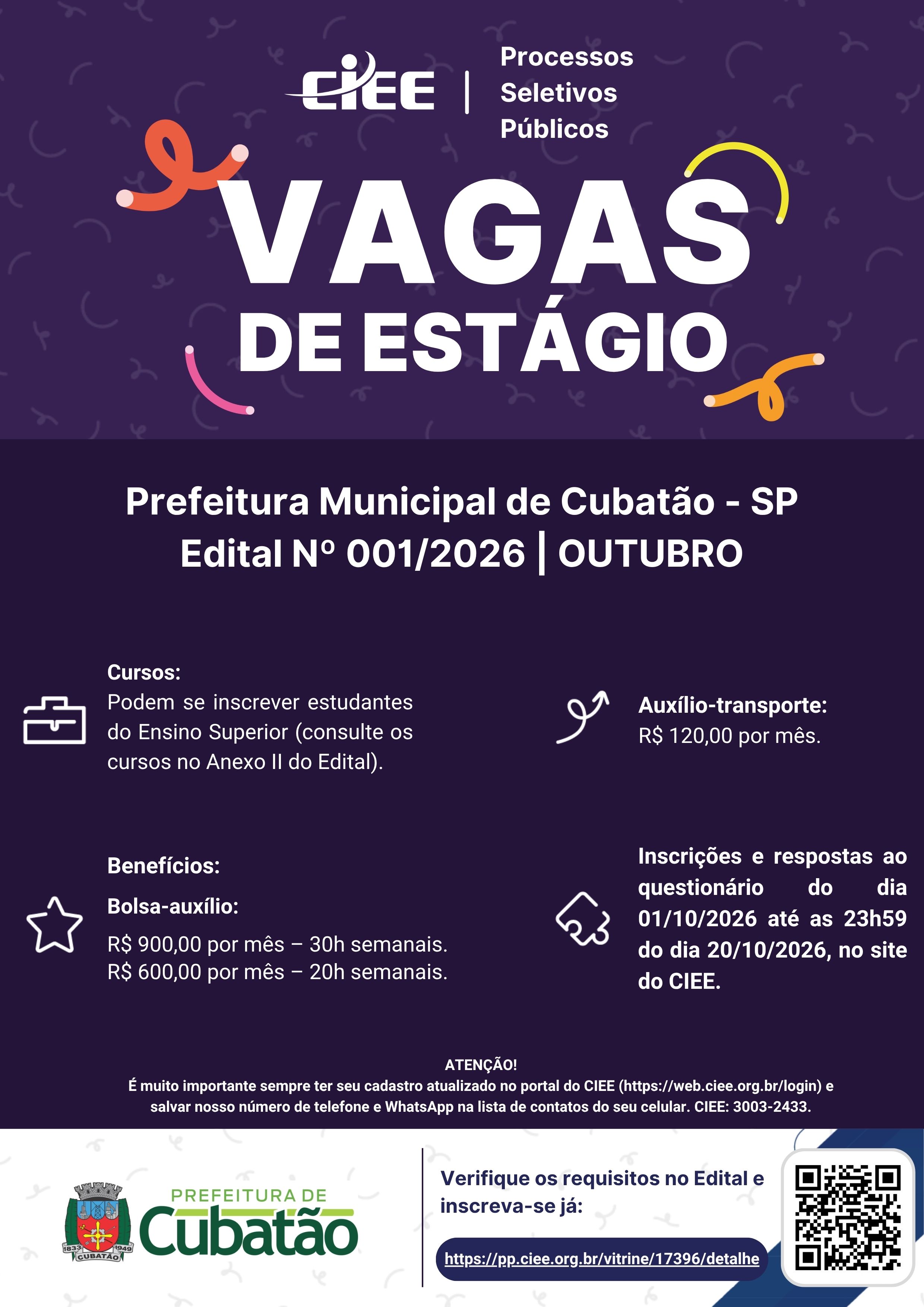 CARTAZ Prefeitura Municipal de Cubatão SP Outubro 1