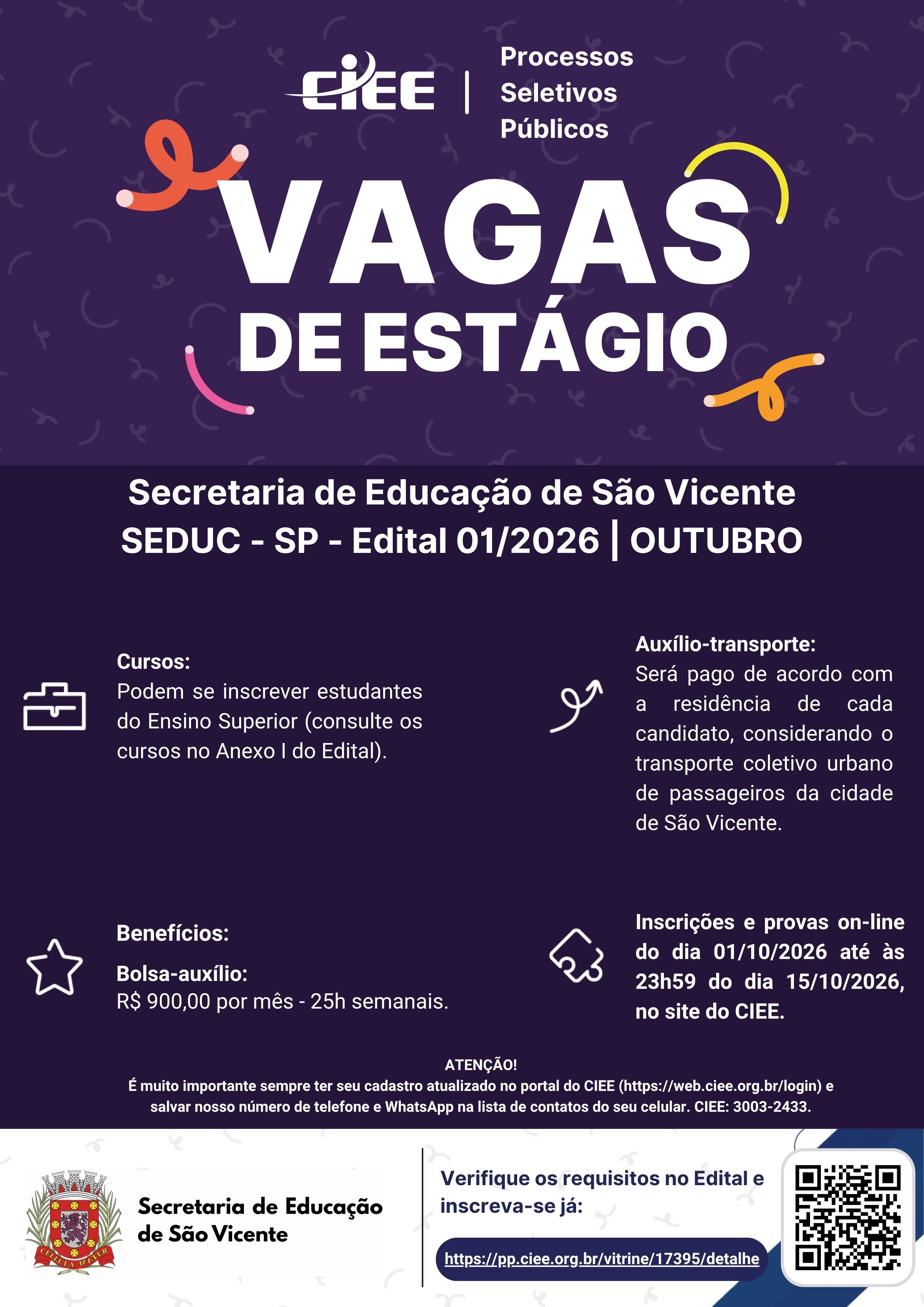 CARTAZ Secretaria de Educação de São Vicente OUTUBRO